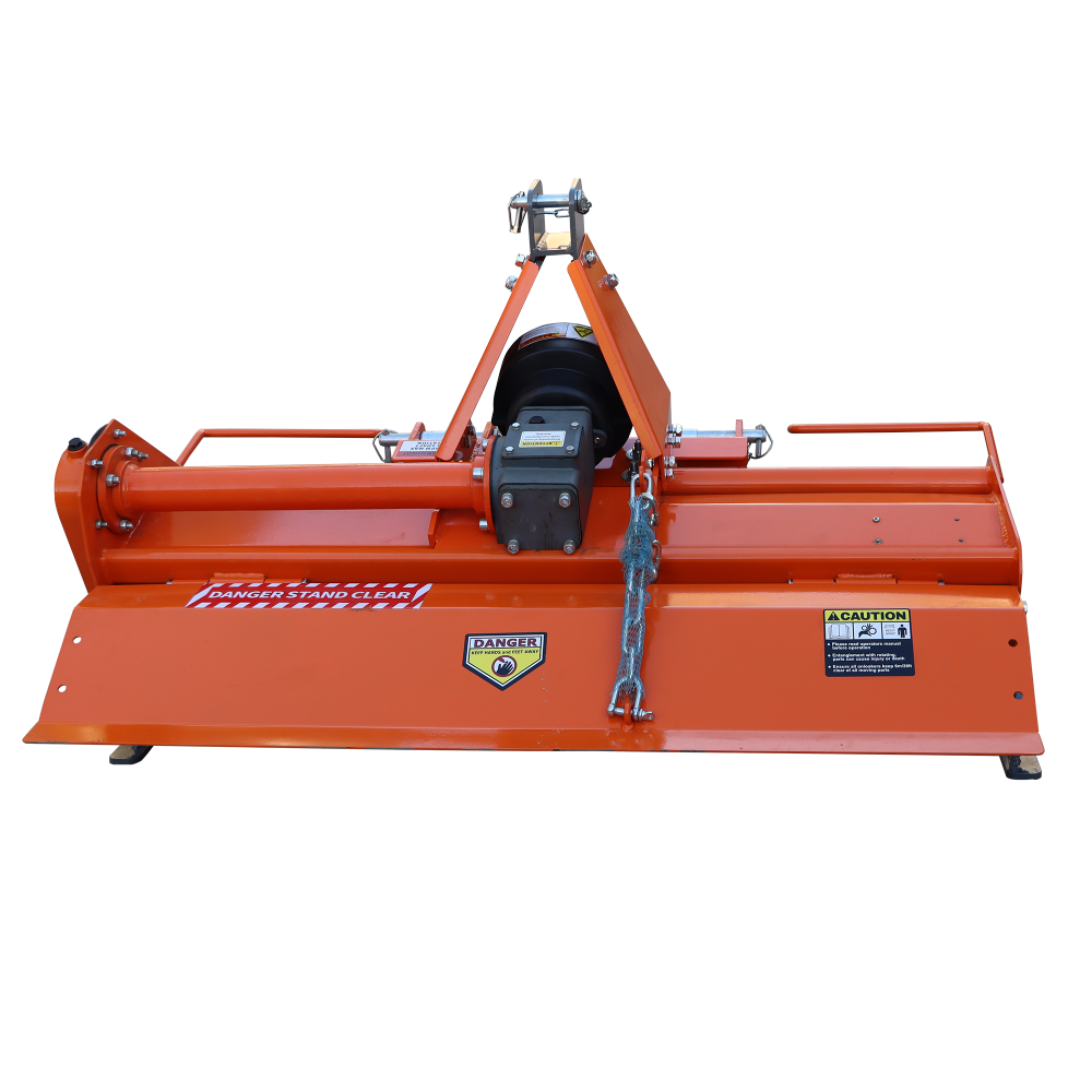 3-Point 49" Rotary Tiller Attachment for Cat 1 Tractors – Single Speed PTO, 540 RPM, Replaceable L-Shaped Tines, 5" Working Depth