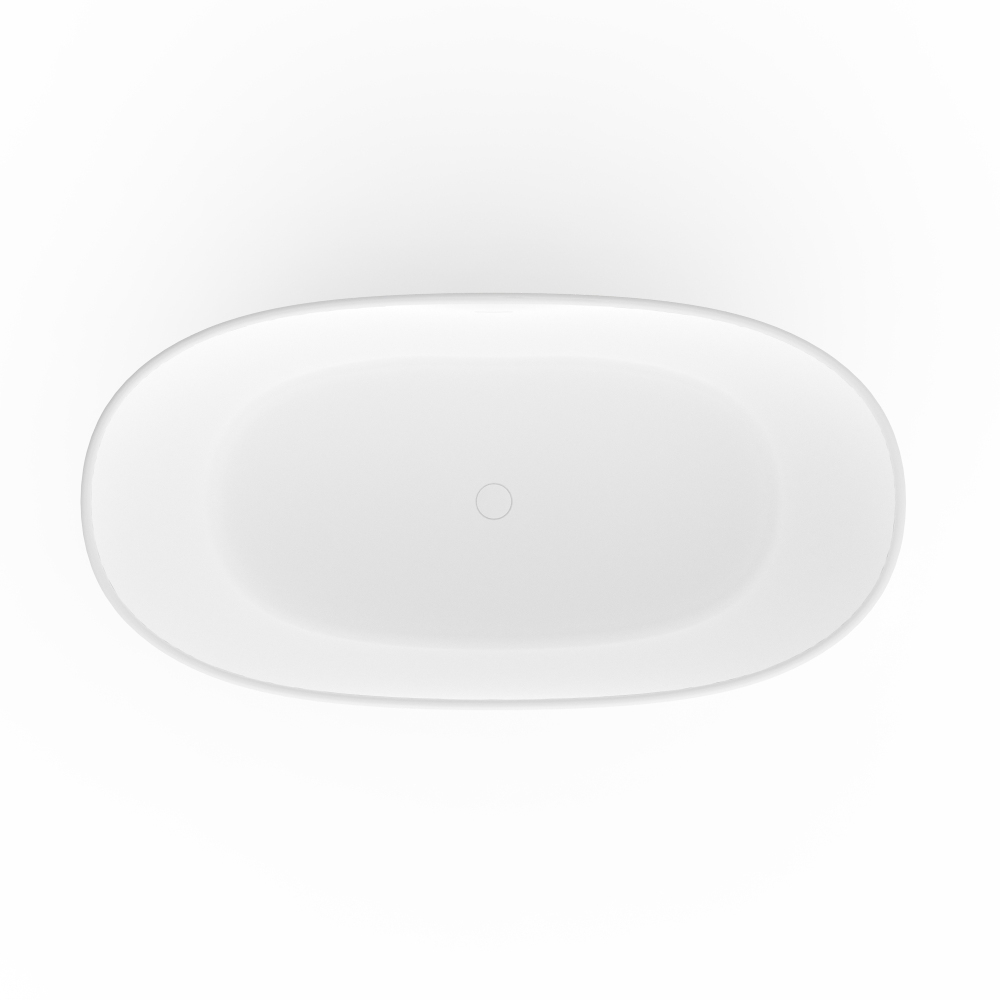 Moray 65 in. x 33.5 in. Solid Surface Stone Resin Flatbottom Freestanding Bathtub Soaking Bathtub in Matte White