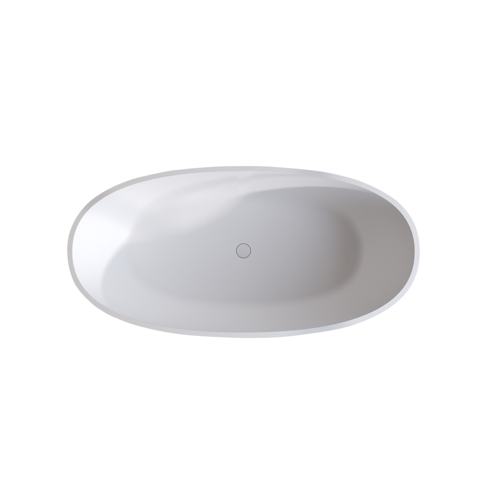 Moray 71 in. x 31 in. Solid Surface Stone Resin Freestanding Flat Bottom Bathtub Soaking Bathtub in Matte White