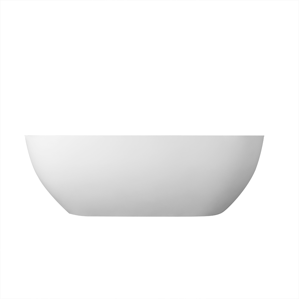 Moray 69 in. x 30 in. Solid Surface Stone Resin Flatbottom Freestanding Double Slipper Soaking Bathtub in Matte White