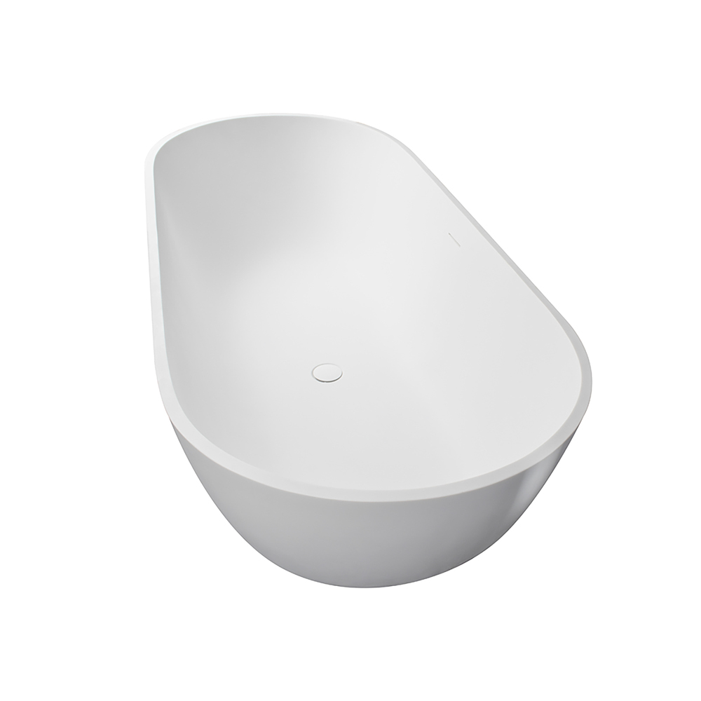 Moray 69 in. x 30 in. Solid Surface Stone Resin Flatbottom Freestanding Double Slipper Soaking Bathtub in Matte White
