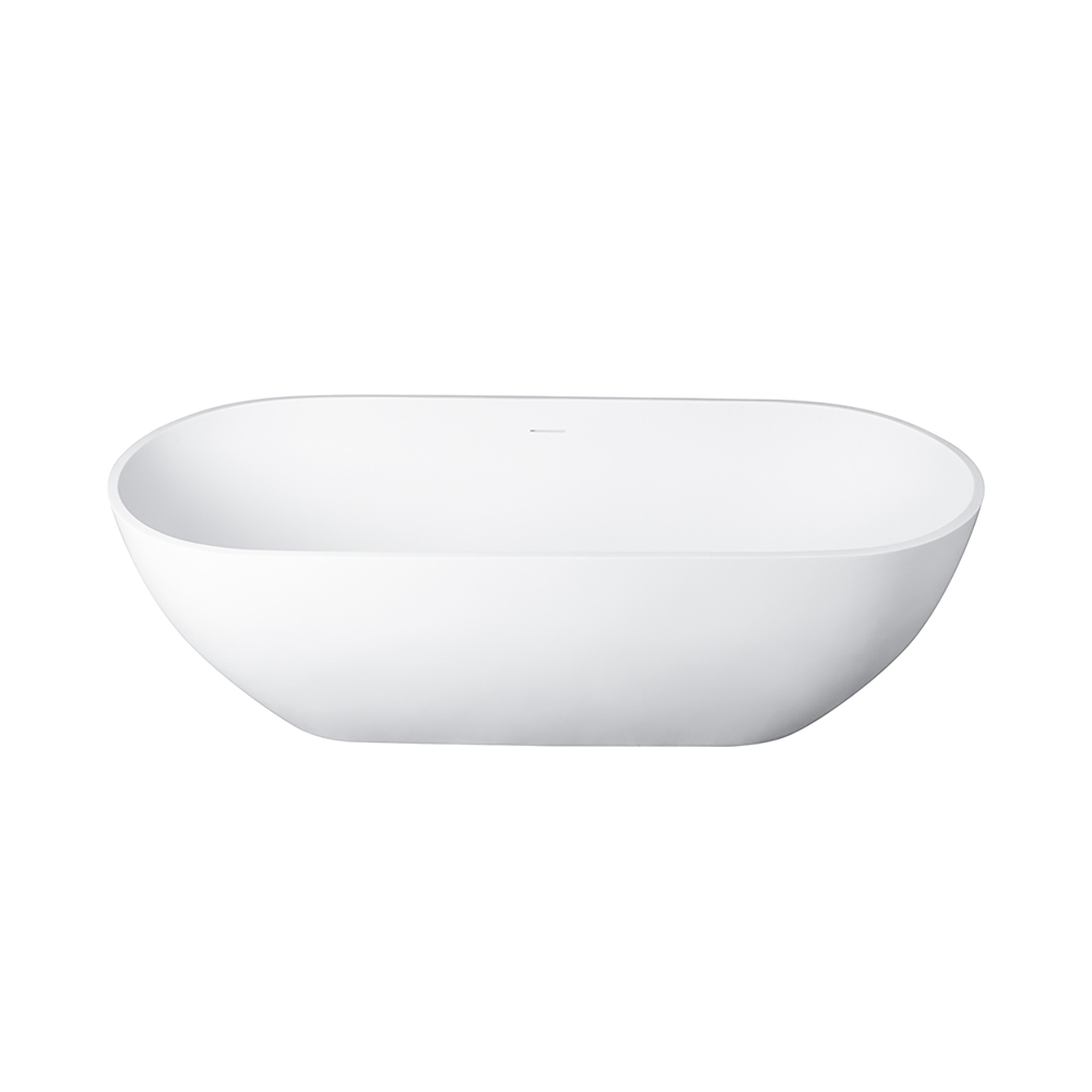 Moray 69 in. x 30 in. Solid Surface Stone Resin Flatbottom Freestanding Double Slipper Soaking Bathtub in Matte White