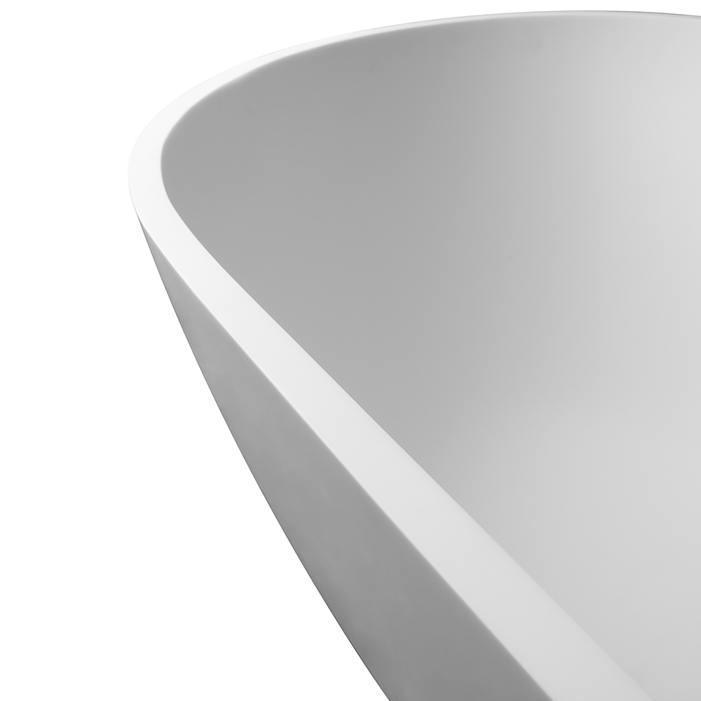 Moray 59 in. x 30 in. Solid Surface Stone Resin Flatbottom Freestanding Double Slipper Soaking Bathtub in Matte White