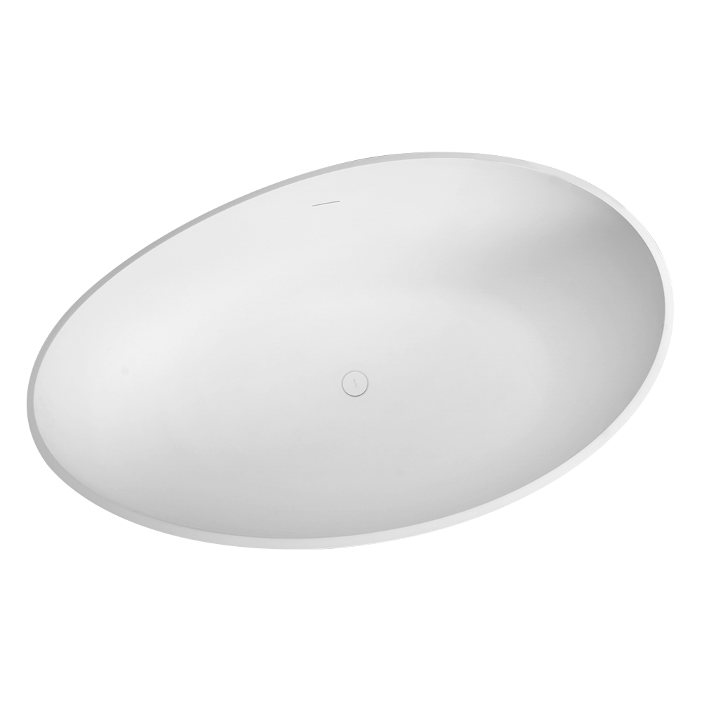 Moray 63 in. x 37 in. Solid Surface Stone Resin Flatbottom Freestanding Double Slipper Soaking Bathtub in Matte White