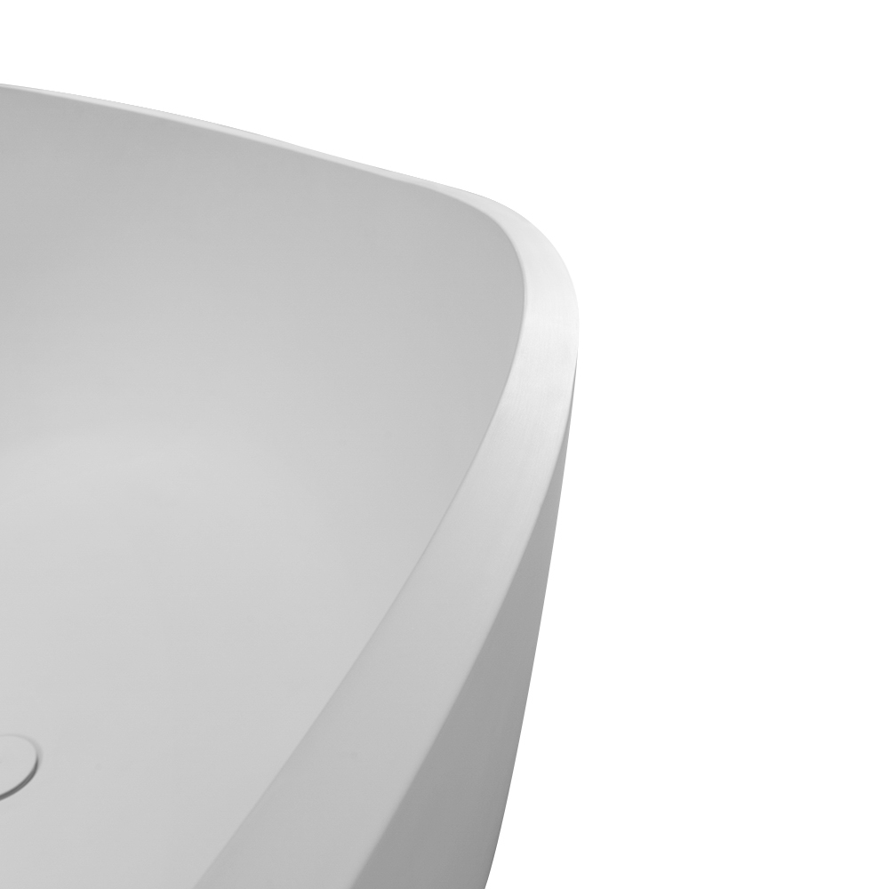 Moray 63 in. x 37 in. Solid Surface Stone Resin Flatbottom Freestanding Double Slipper Soaking Bathtub in Matte White