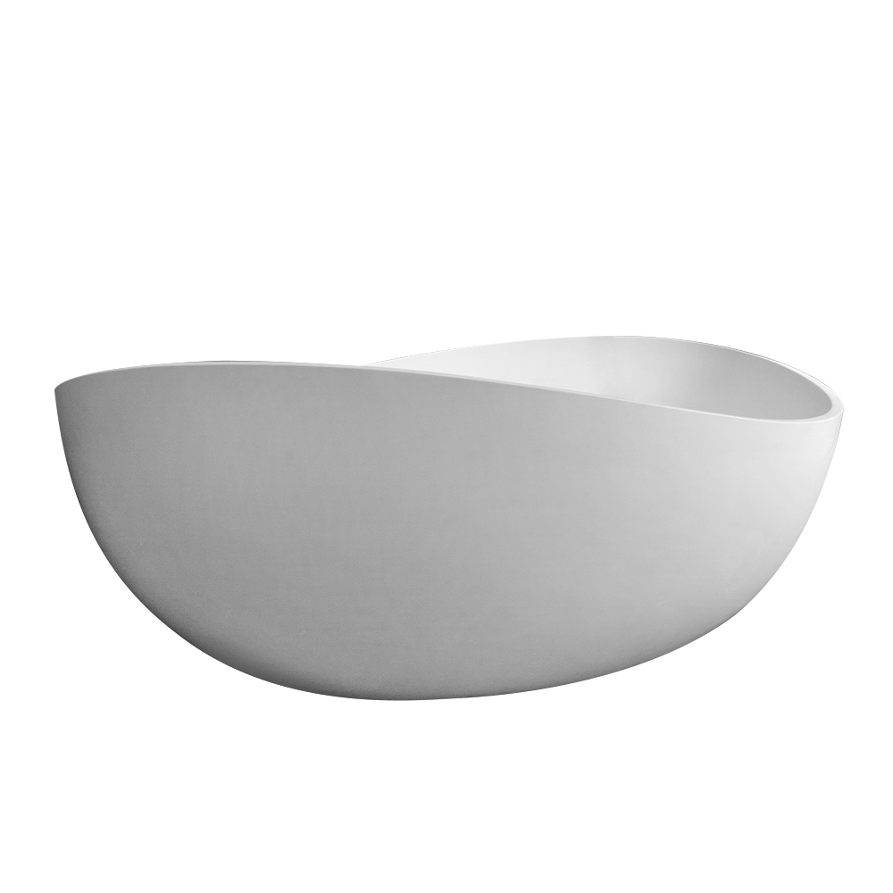 Moray 63 in. x 37 in. Solid Surface Stone Resin Flatbottom Freestanding Double Slipper Soaking Bathtub in Matte White