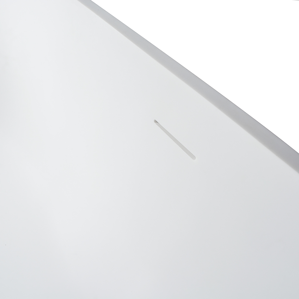 Moray 69 in. x 30 in. Solid Surface Stone Resin Flatbottom Freestanding Double Slipper Soaking Bathtub in Matte White