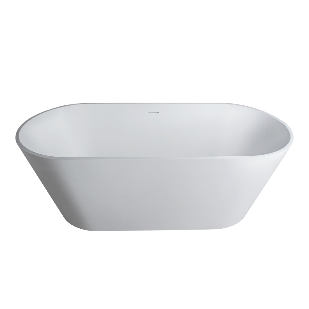 Foyil 71 in. x 32 in. Solid Surface Stone Resin Flatbottom Freestanding Bathtub Soaking Bathtub in Matte White