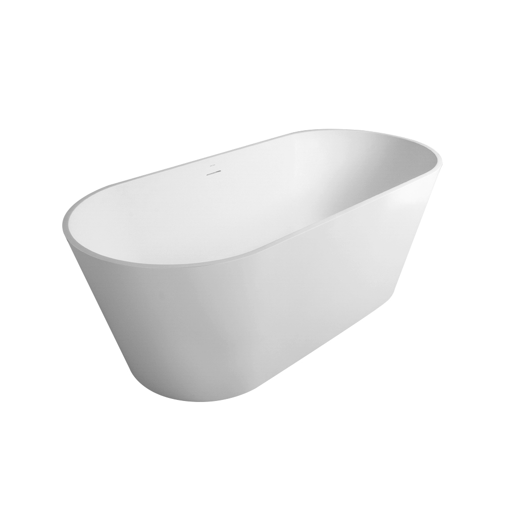 Foyil 65 in. x 29.5 in. Solid Surface Stone Resin Flatbottom Freestanding Bathtub Soaking Bathtub in Matte White