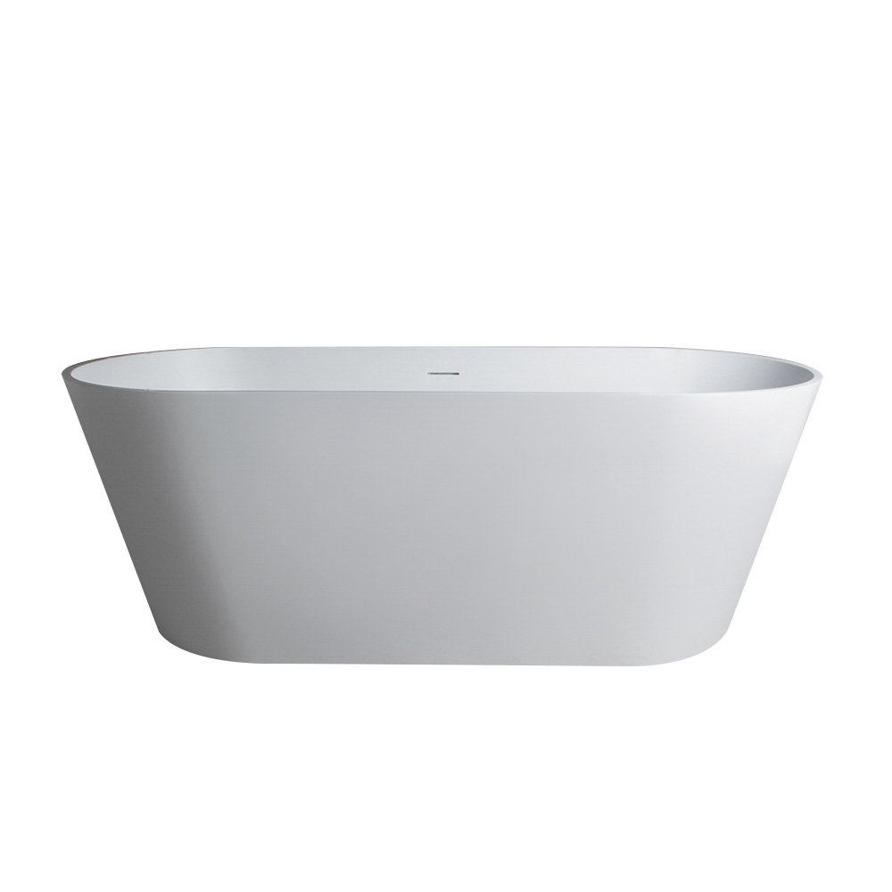 Foyil 71 in. x 32 in. Solid Surface Stone Resin Flatbottom Freestanding Bathtub Soaking Bathtub in Matte White