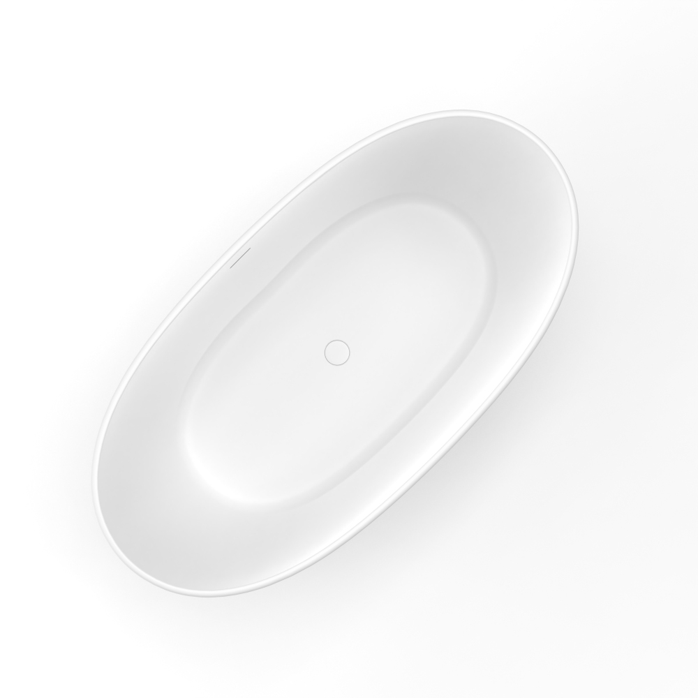 Moray 61 in. x 31.5 in. Solid Surface Stone Resin Flatbottom Freestanding Bathtub Soaking Bathtub in Matte White