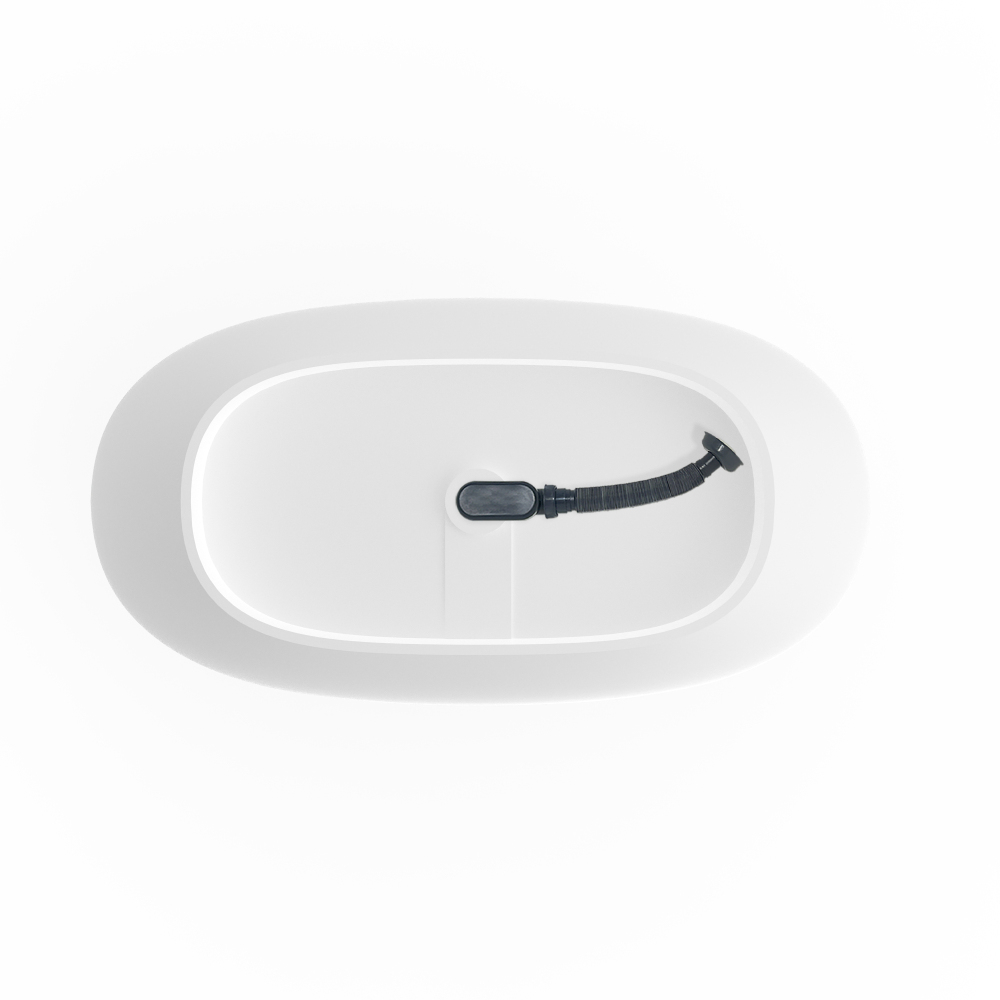 Moray 65 in. x 33.5 in. Solid Surface Stone Resin Flatbottom Freestanding Bathtub Soaking Bathtub in Matte White