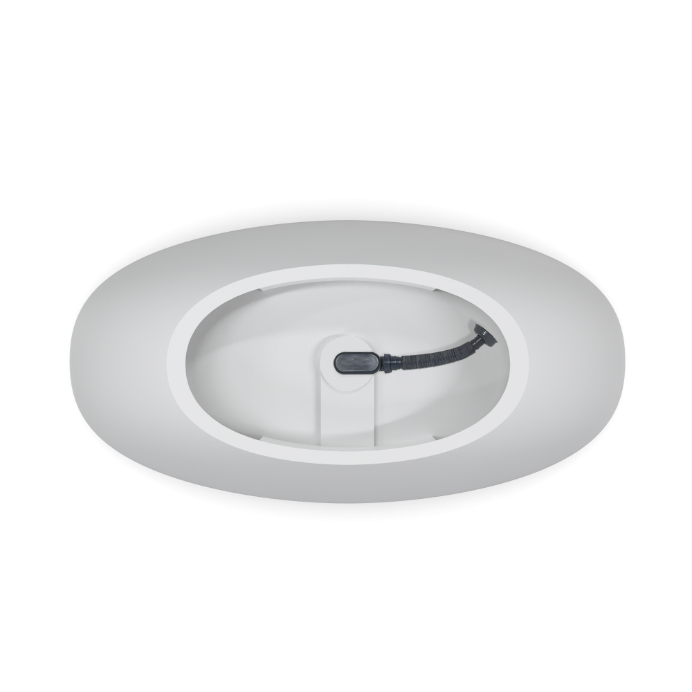 Moray 61 in. x 30 in. Solid Surface Stone Resin Flatbottom Freestanding Bathtub Soaking Bathtub in Matte White