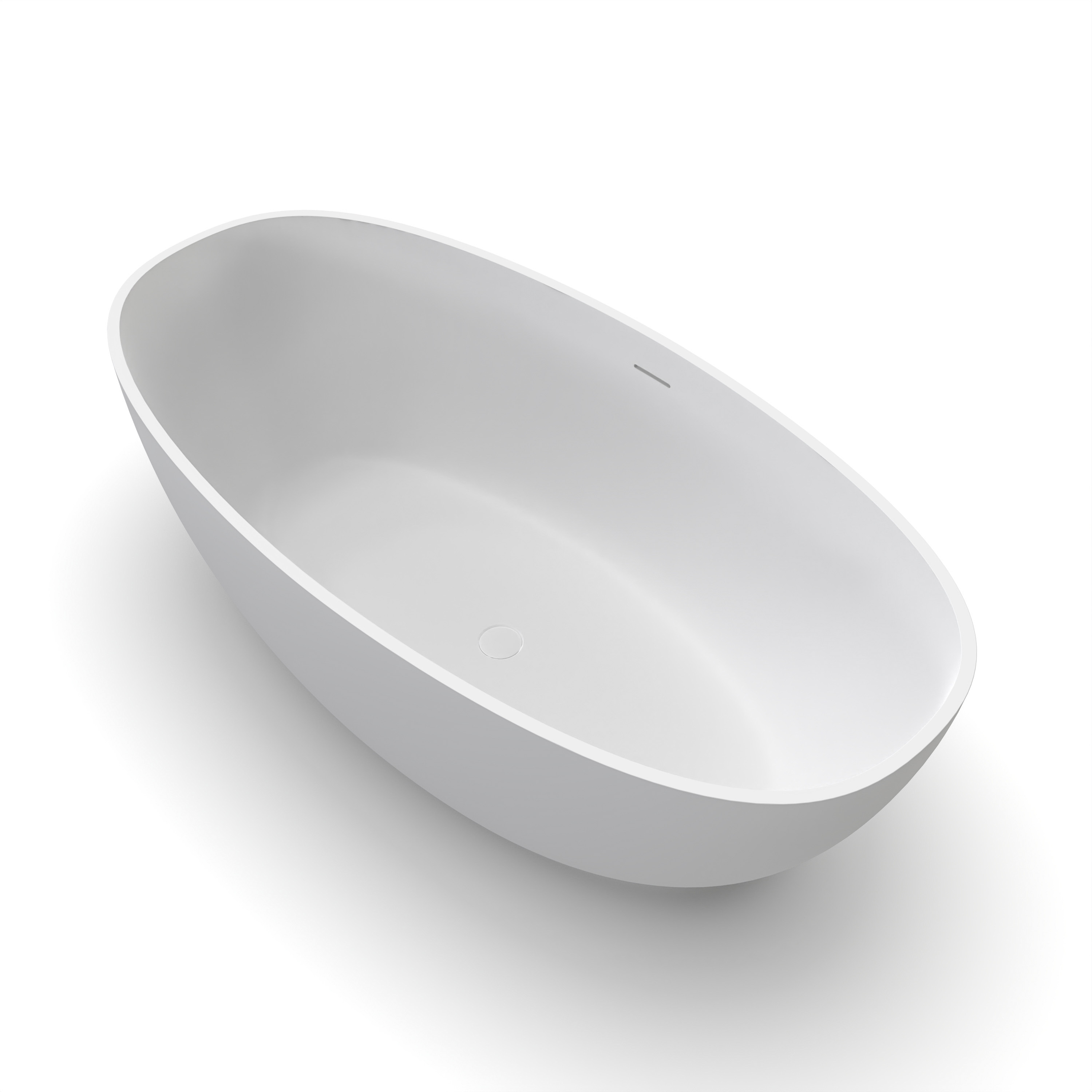 Moray 61 in. x 30 in. Solid Surface Stone Resin Flatbottom Freestanding Bathtub Soaking Bathtub in Matte White