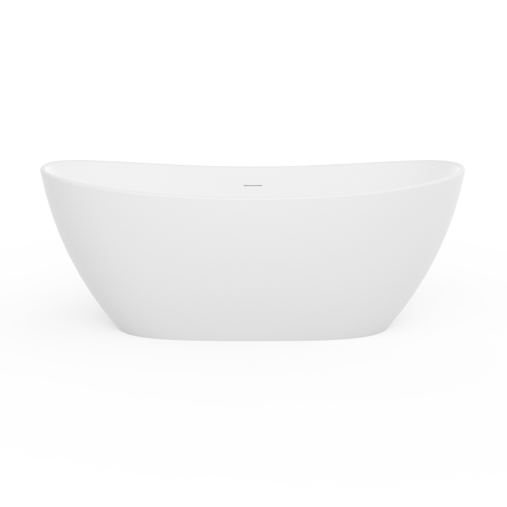 Moray 65 in. x 33.5 in. Solid Surface Stone Resin Flatbottom Freestanding Bathtub Soaking Bathtub in Matte White