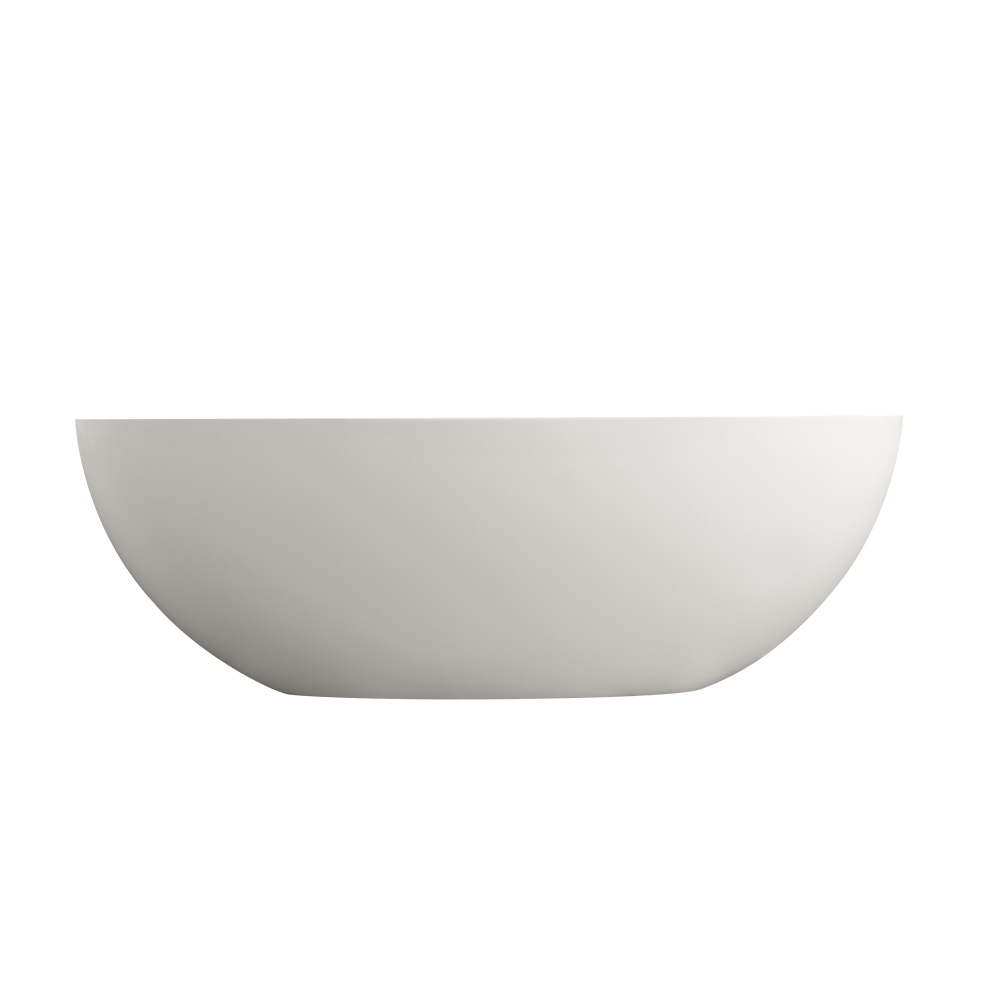 Moray 65 in. x 30 in. Solid Surface Stone Resin Flatbottom Freestanding Double Slipper Soaking Bathtub in Matte White