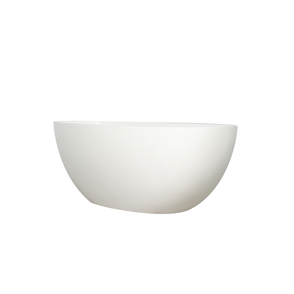 Moray 65 in. x 30 in. Solid Surface Stone Resin Flatbottom Freestanding Double Slipper Soaking Bathtub in Matte White