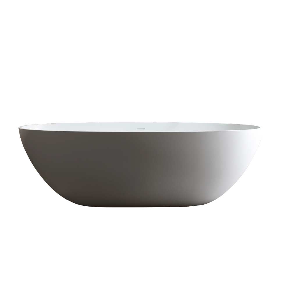 Foyil 59 in. x 31 in. Solid Surface Stone Resin Flatbottom Freestanding Bathtub Soaking Bathtub in Matte White