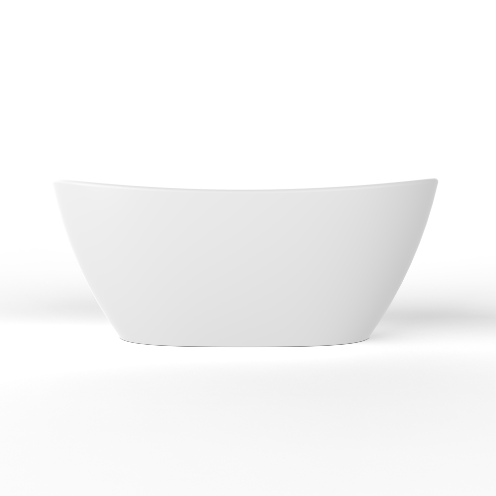 Moray 61 in. x 31.5 in. Solid Surface Stone Resin Flatbottom Freestanding Bathtub Soaking Bathtub in Matte White