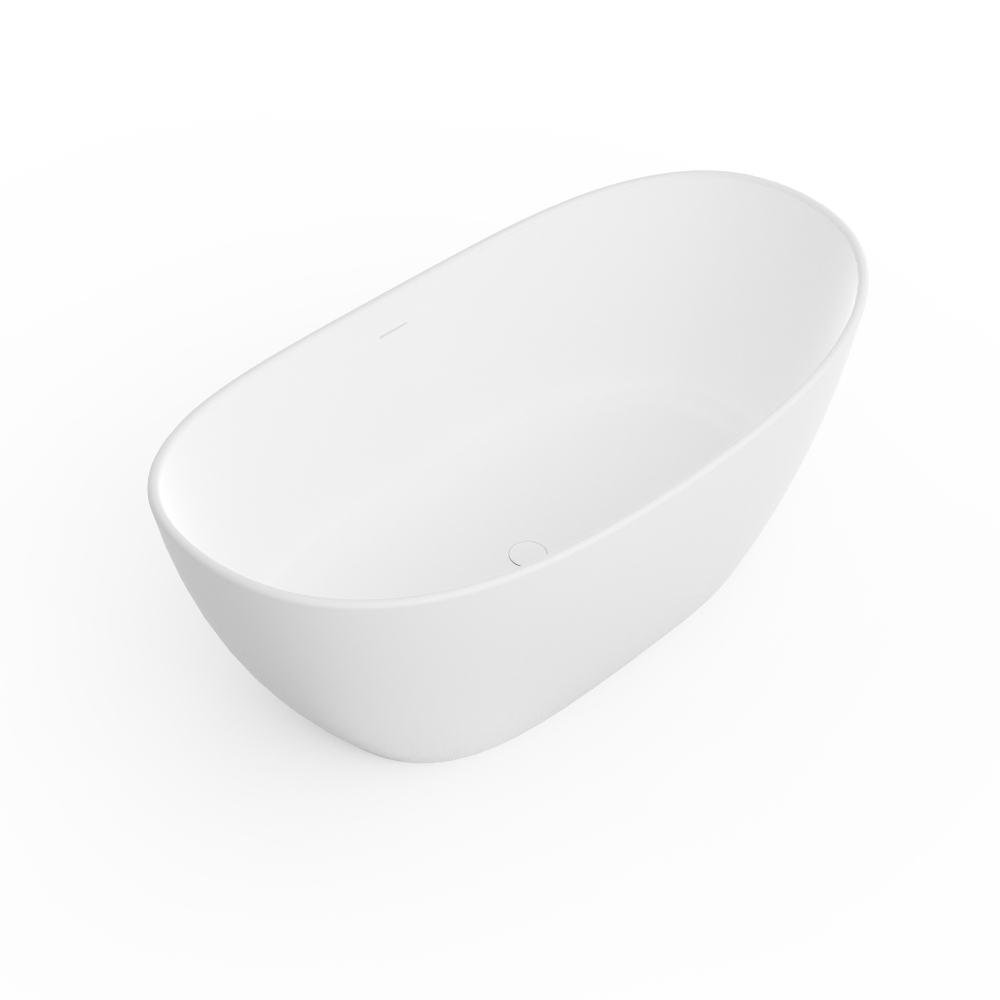 Moray 65 in. x 33.5 in. Solid Surface Stone Resin Flatbottom Freestanding Bathtub Soaking Bathtub in Matte White