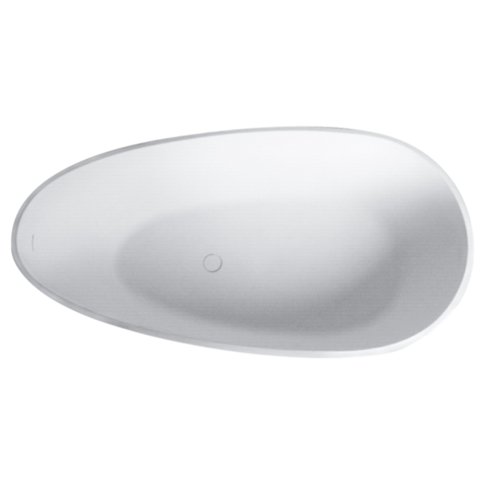 Foyil 59 in. x 31 in. Solid Surface Stone Resin Flatbottom Freestanding Bathtub Soaking Bathtub in Matte White