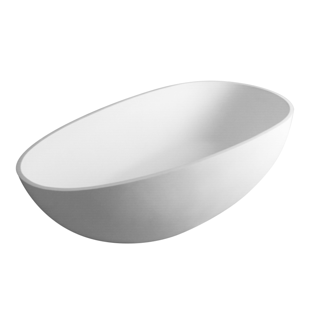Foyil 59 in. x 31 in. Solid Surface Stone Resin Flatbottom Freestanding Bathtub Soaking Bathtub in Matte White