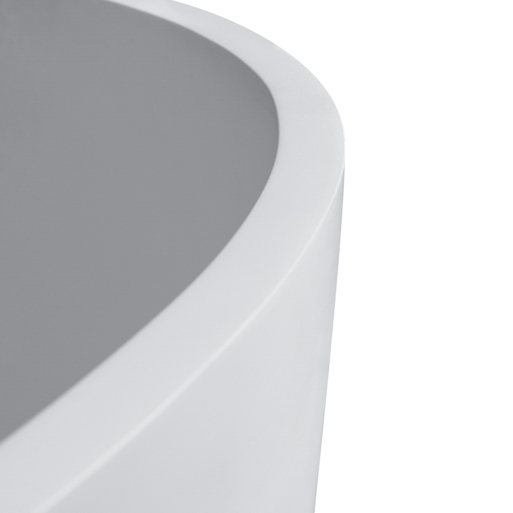 Foyil 59 in. x 31 in. Solid Surface Stone Resin Flatbottom Freestanding Bathtub Soaking Bathtub in Matte White