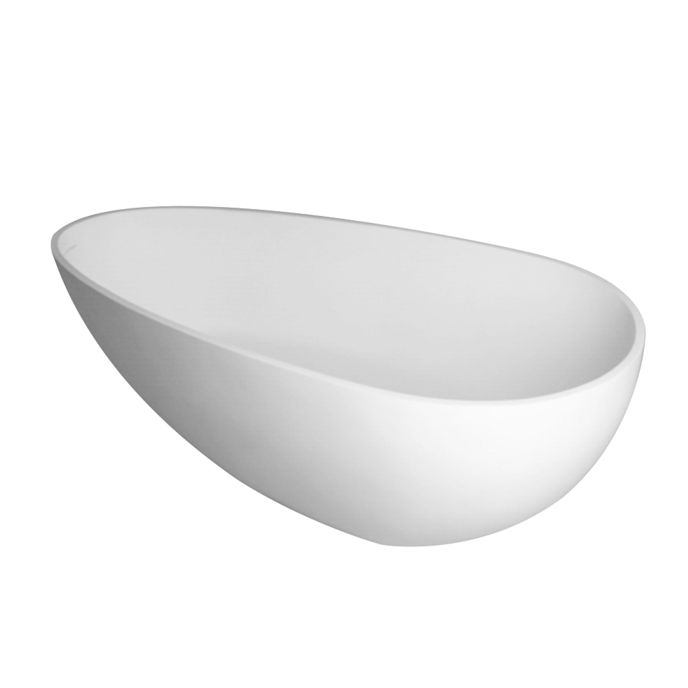 Foyil 59 in. x 31 in. Solid Surface Stone Resin Flatbottom Freestanding Bathtub Soaking Bathtub in Matte White