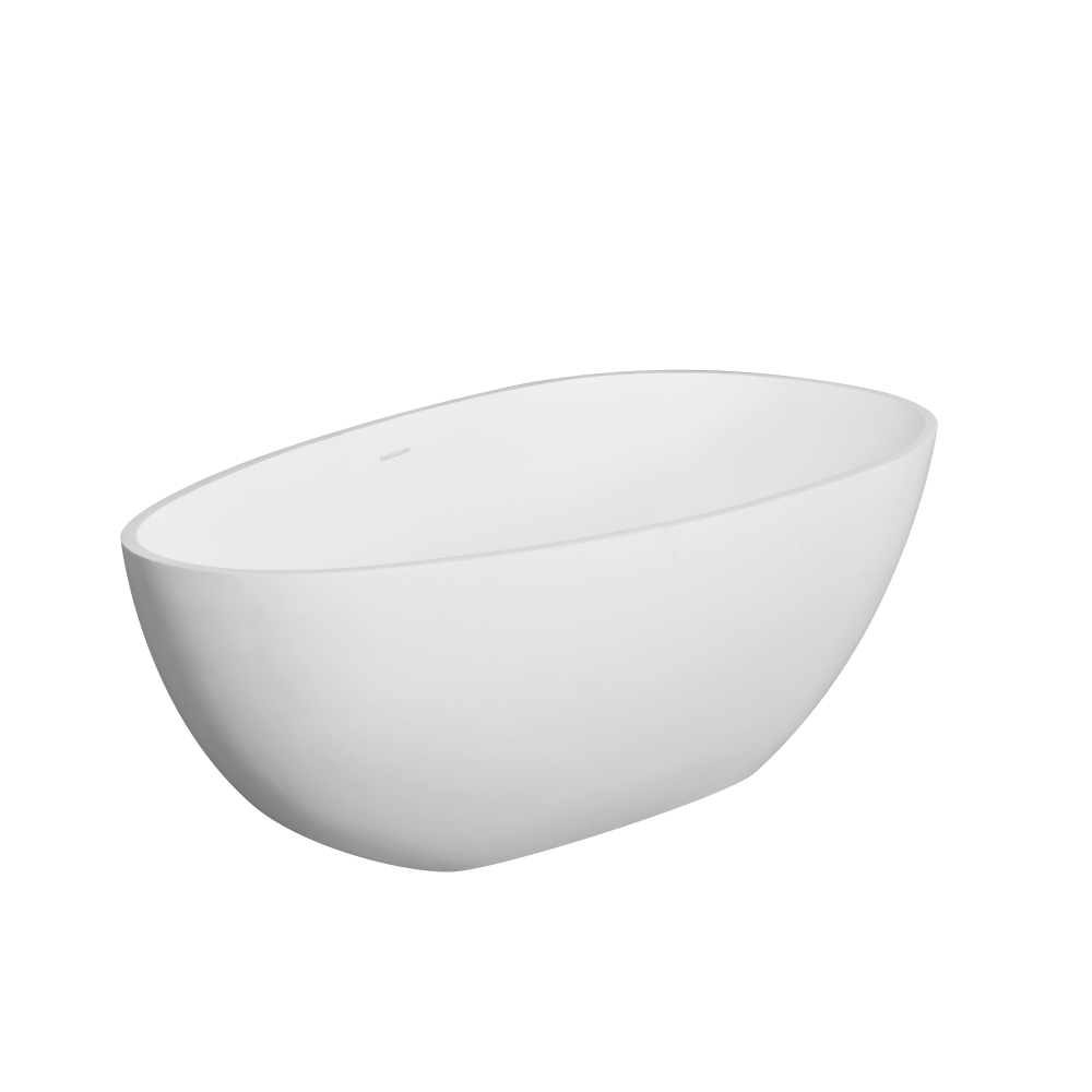 Foyil 67 in. x 34 in. Solid Surface Stone Resin Flatbottom Freestanding Bathtub Soaking Bathtub in Matte White