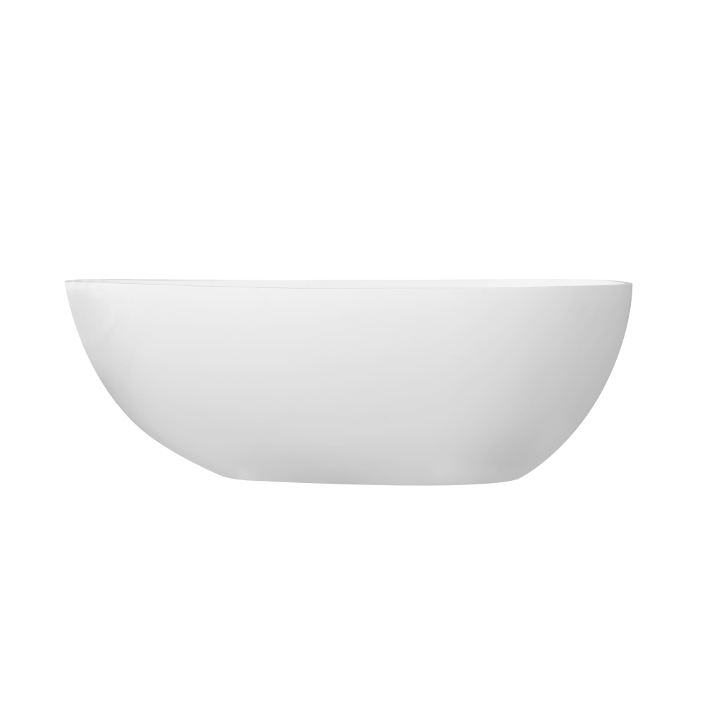 Foyil 67 in. x 34 in. Solid Surface Stone Resin Flatbottom Freestanding Bathtub Soaking Bathtub in Matte White