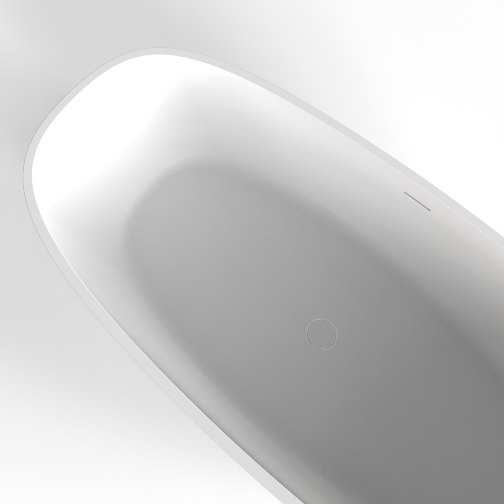 Moray 67 in. x 29.5 in. Solid Surface Stone Resin Flatbottom Freestanding Soaking Bathtub in Matte White