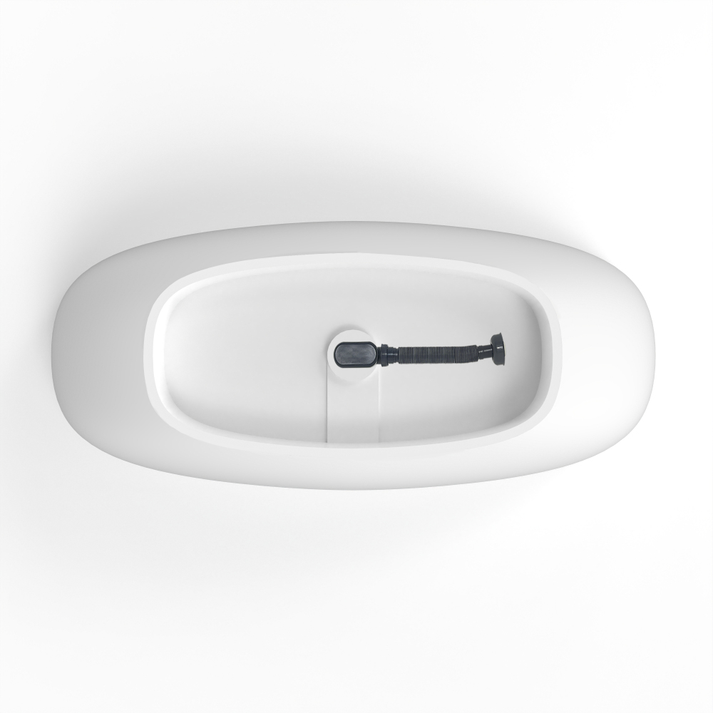 Moray 67 in. x 29.5 in. Solid Surface Stone Resin Flatbottom Freestanding Soaking Bathtub in Matte White