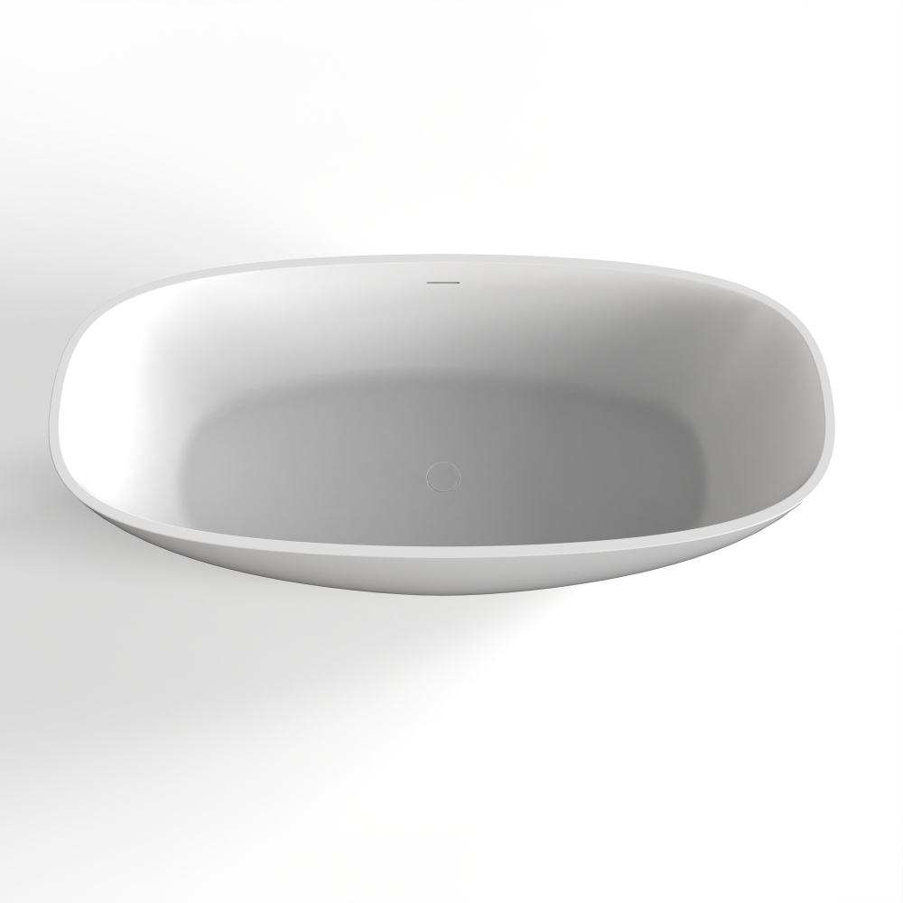 Moray 67 in. x 29.5 in. Solid Surface Stone Resin Flatbottom Freestanding Soaking Bathtub in Matte White