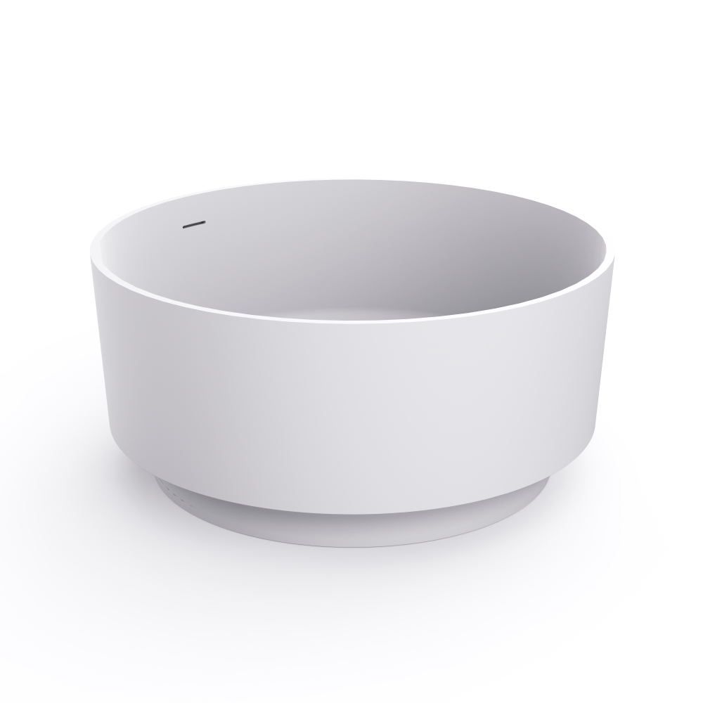 Moray 49 in. x 49 in. Round Solid Surface Stone Resin Flat Bottom Freestanding Soaking Bathtub in White