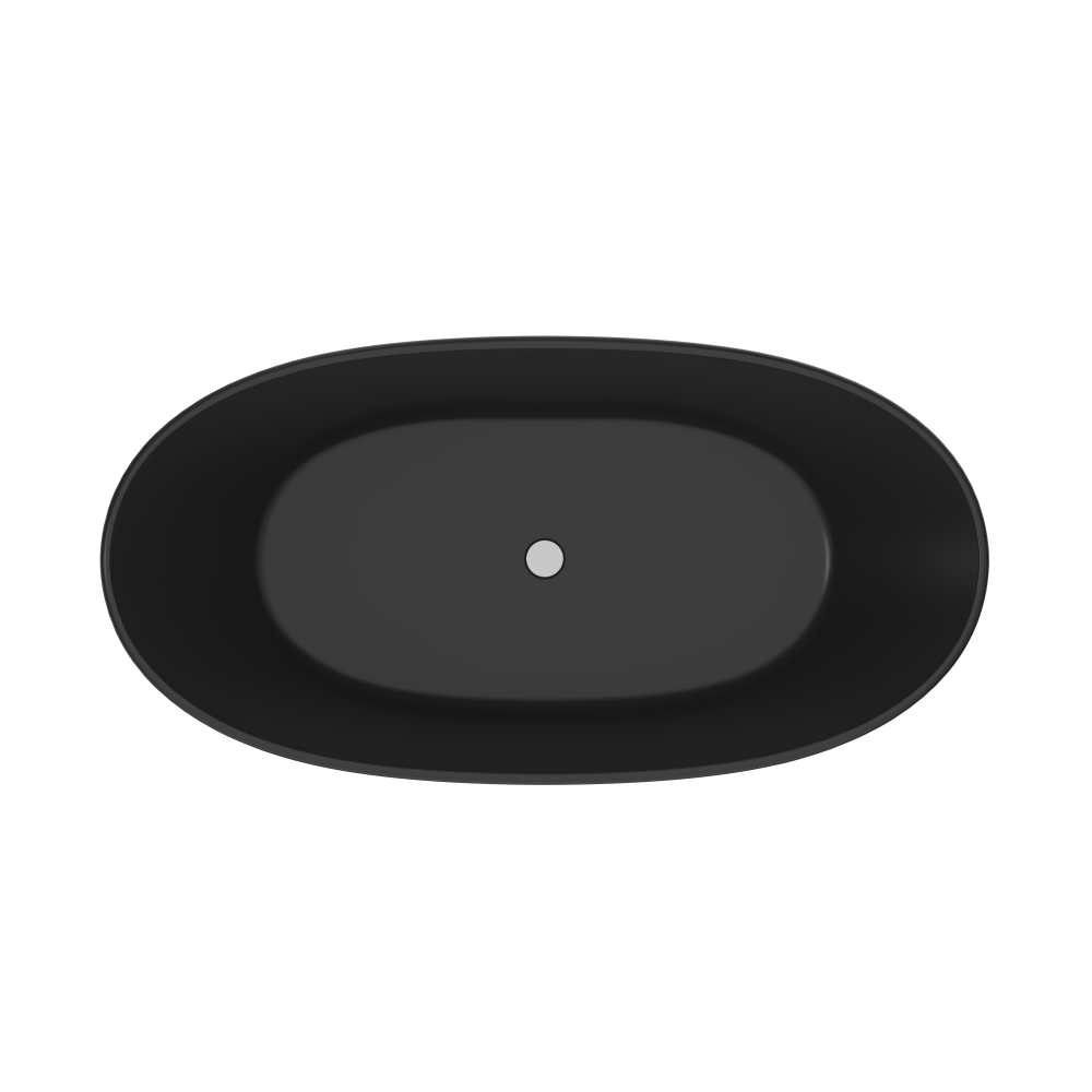 Moray 61 in. x 31.5 in. Solid Surface Stone Resin Flatbottom Freestanding Bathtub Soaking Bathtub in Matte Black