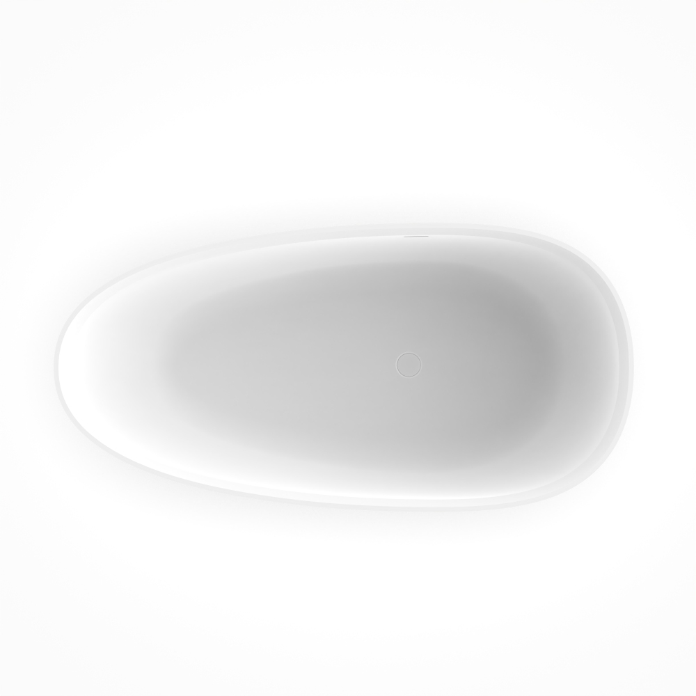 Moray 71 in. x 35.5 in. Solid Surface Stone Resin Freestanding Flat Bottom Soaking Bathtub in Matte White