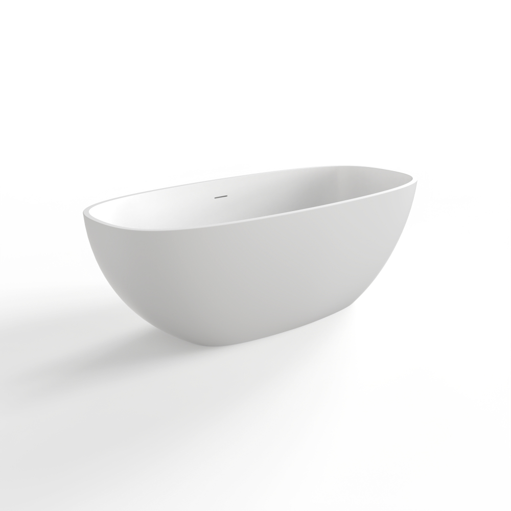 Moray 67 in. x 29.5 in. Solid Surface Stone Resin Flatbottom Freestanding Soaking Bathtub in Matte White