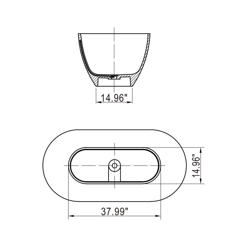 Moray 59 in. x 30 in. Solid Surface Stone Resin Flatbottom Freestanding Double Slipper Soaking Bathtub in Matte Gray