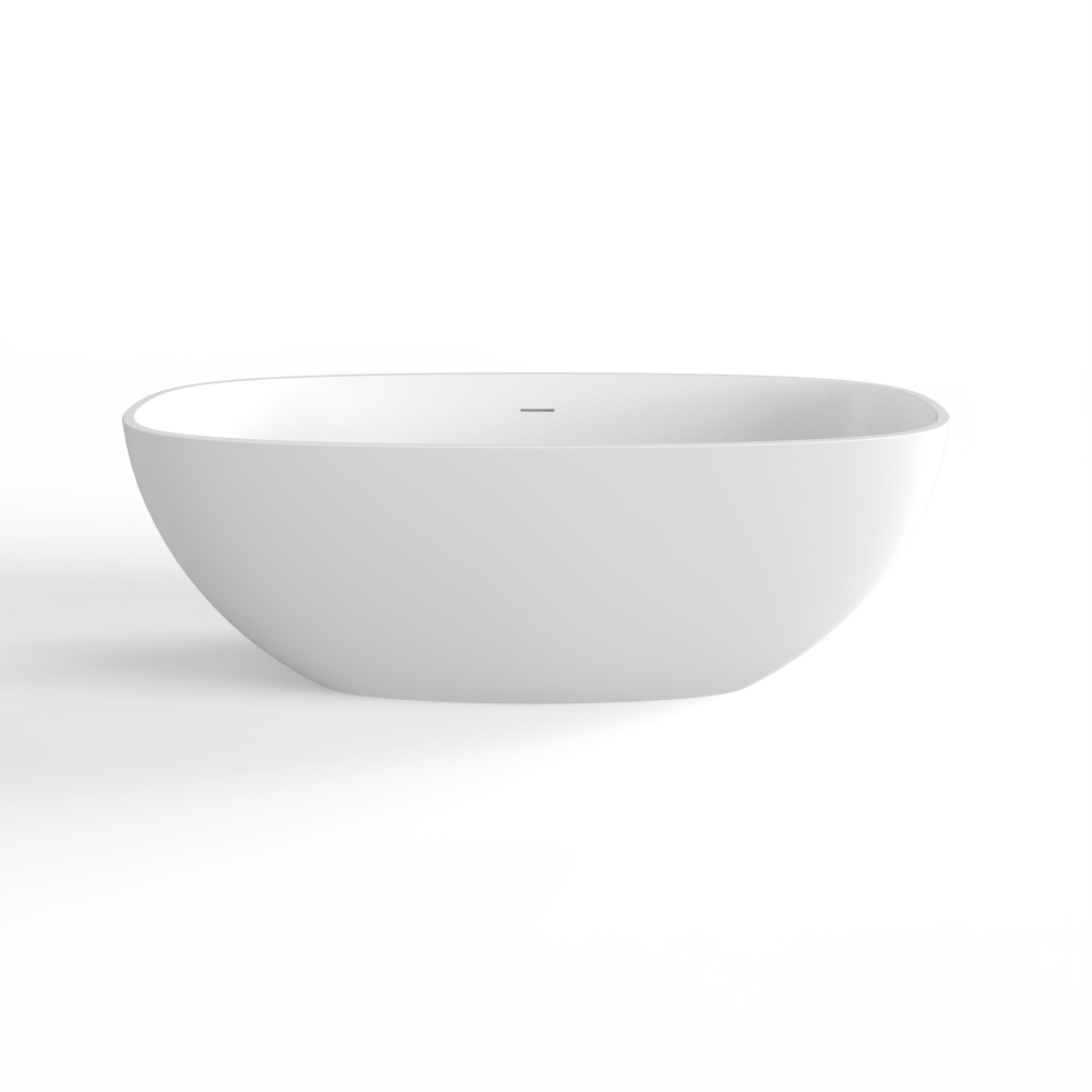 Moray 67 in. x 29.5 in. Solid Surface Stone Resin Flatbottom Freestanding Soaking Bathtub in Matte White