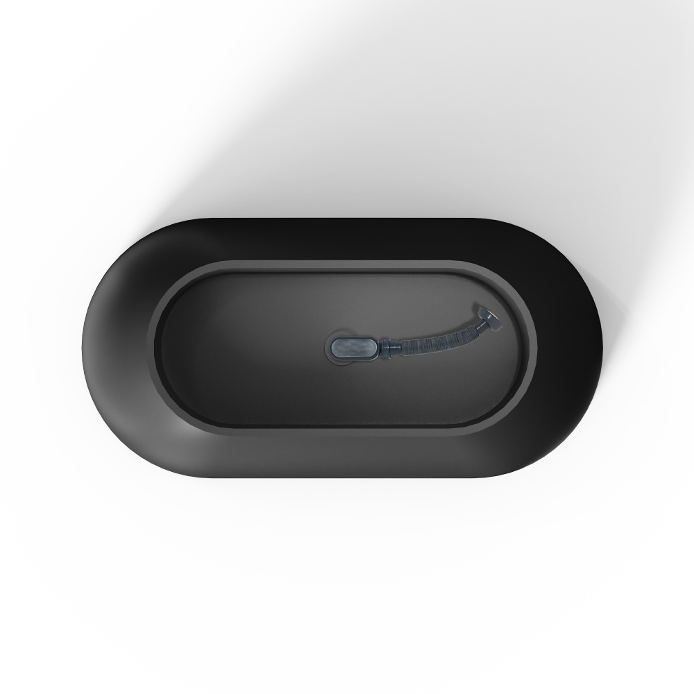 Moray 59 in. x 30 in. Solid Surface Stone Resin Flatbottom Freestanding Double Slipper Soaking Bathtub in Matte Black