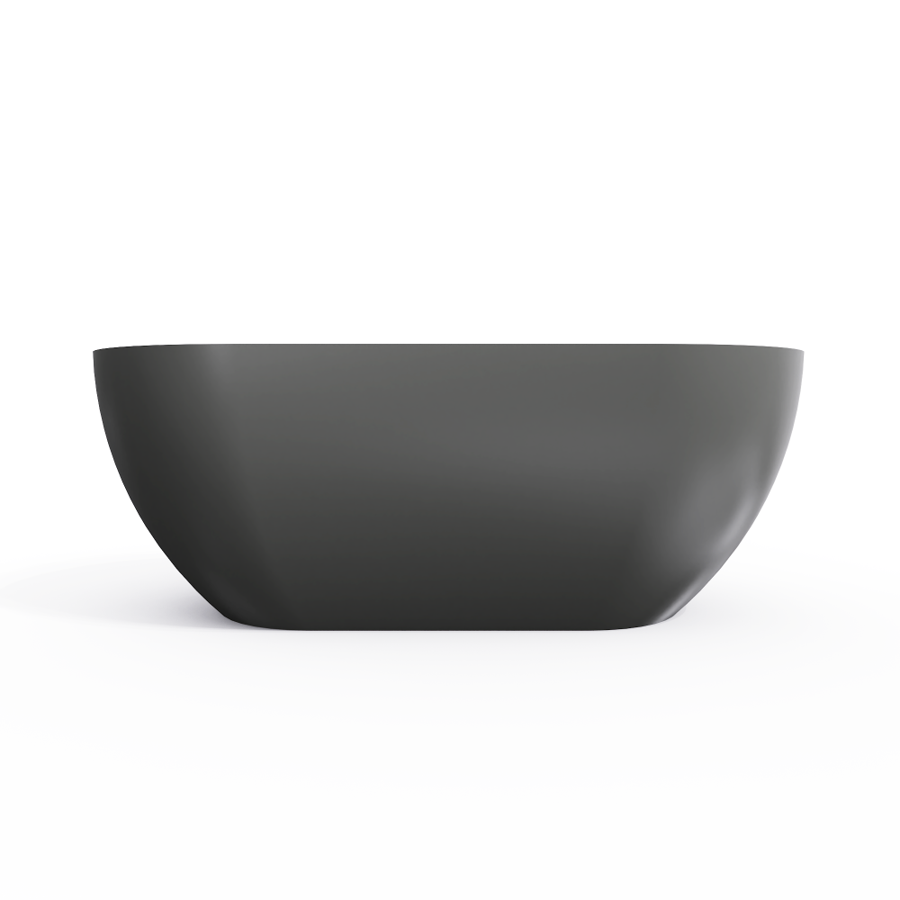 Moray 59 in. x 30 in. Solid Surface Stone Resin Flatbottom Freestanding Double Slipper Soaking Bathtub in Matte Gray