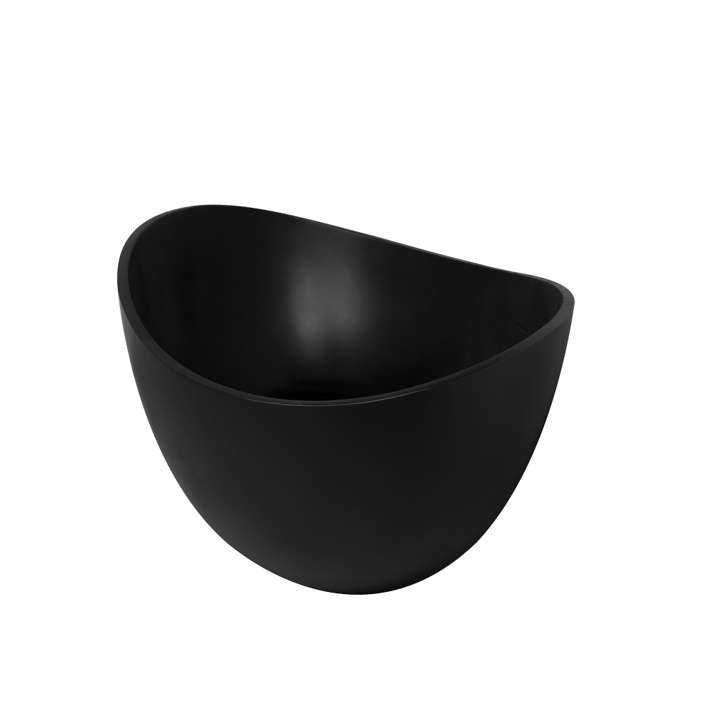 Moray 63 in. x 37 in. Solid Surface Stone Resin Flatbottom Freestanding Bathtub Soaking Bathtub in Matte Black