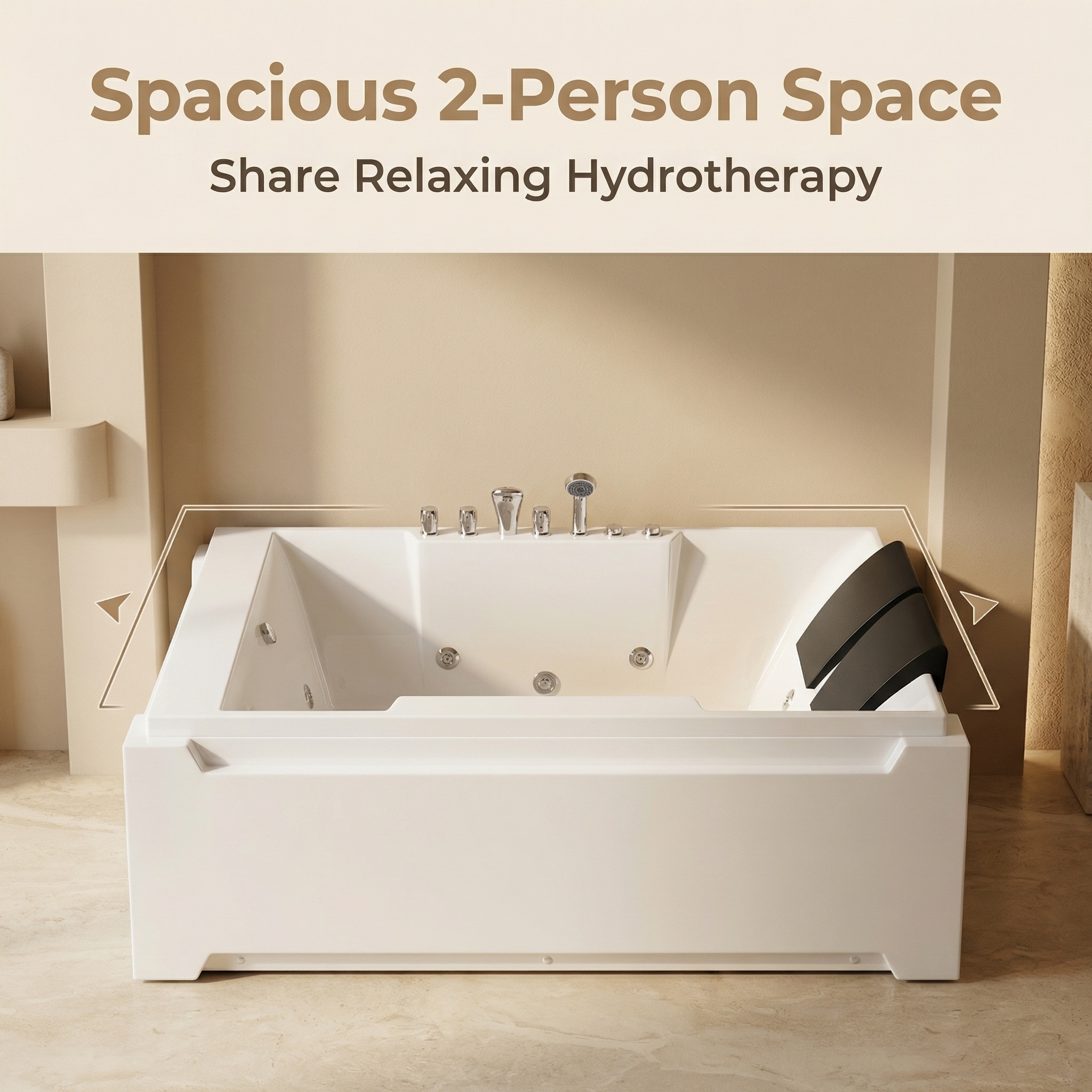 73 in. x 48 in. Acrylic Freestanding Whirlpool Bathtub in White with 8-Hydromassage Jets