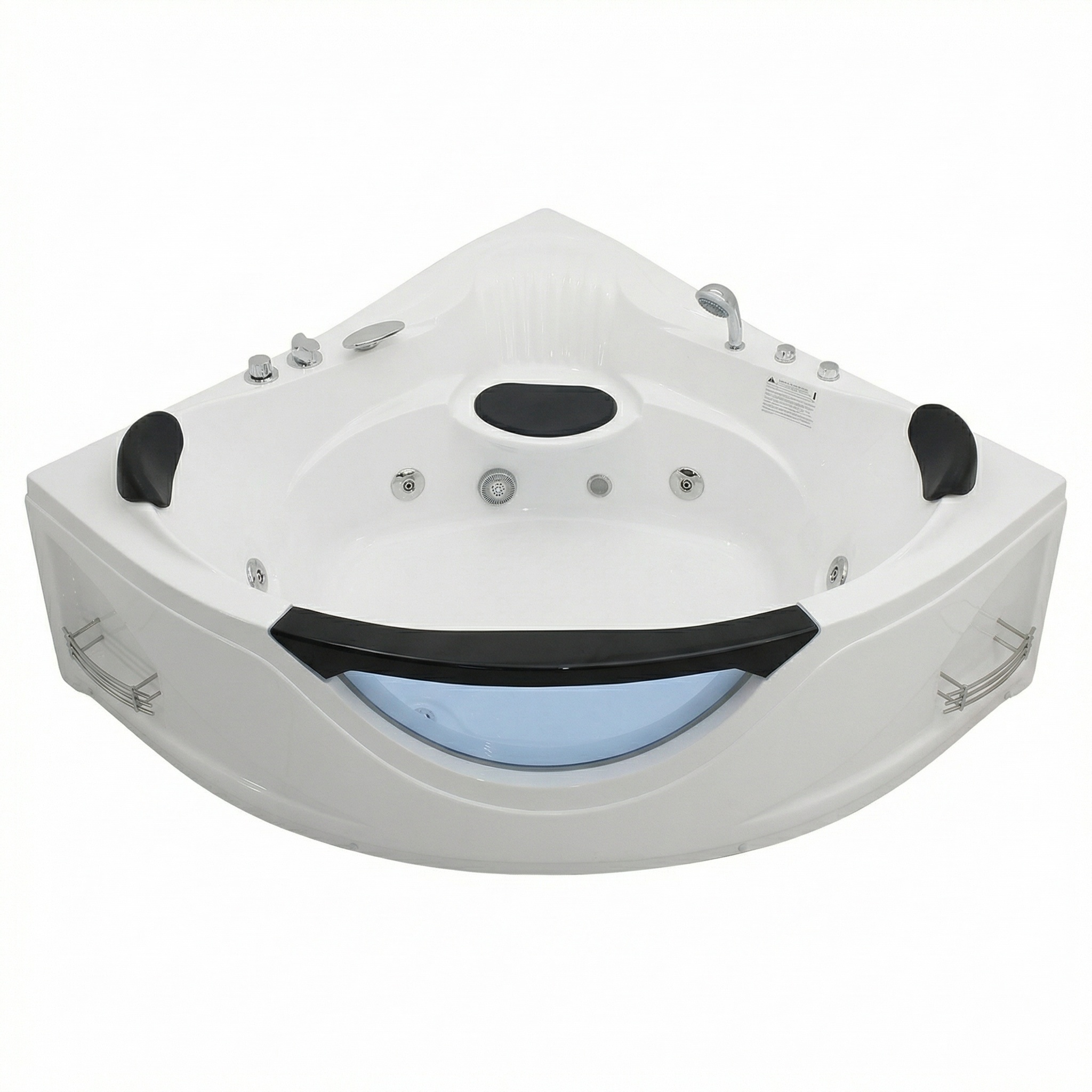 59 in. x 59 in. Acrylic Corner Whirlpool Bathtub with Left Drain, 6-Hydromassage Jets, and Pneumatic Controls