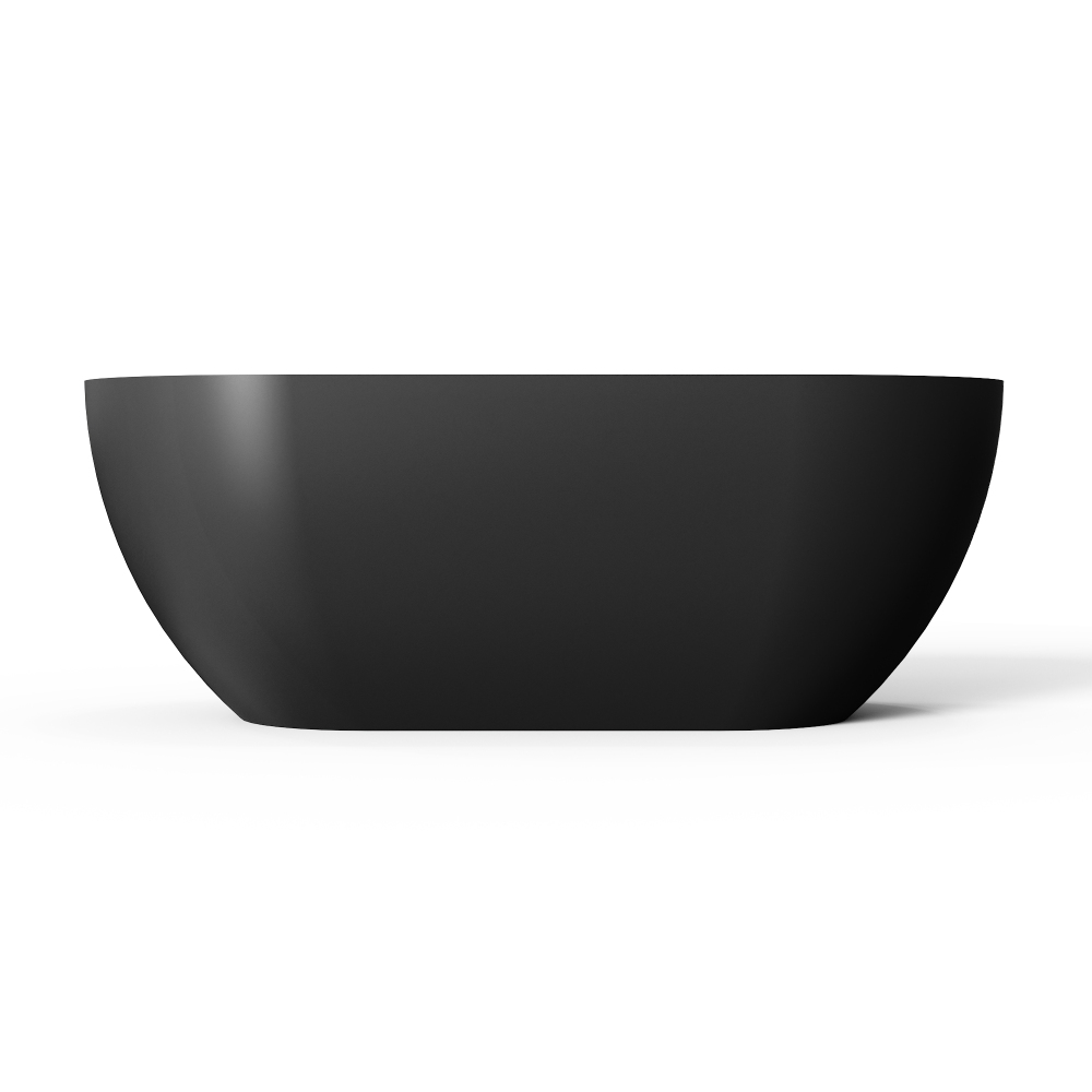 Moray 59 in. x 30 in. Solid Surface Stone Resin Flatbottom Freestanding Double Slipper Soaking Bathtub in Matte Black