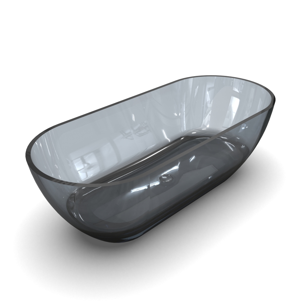 Moray 69 in. x 29.5 in. Solid Surface Stone Resin Flatbottom Freestanding Soaking Bathtub in Translucent black
