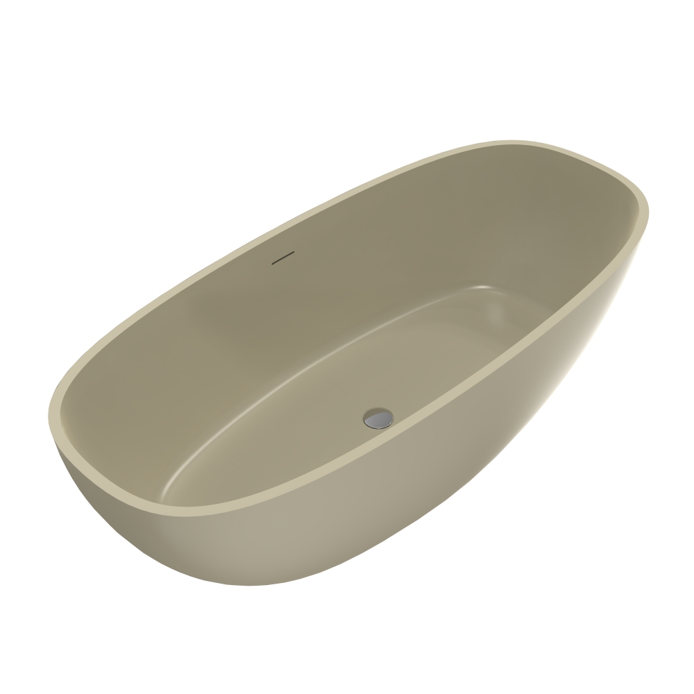 Moray 67 in. x 30 in. Solid Surface Stone Resin Flatbottom Freestanding Bathtub Soaking Bathtub in Khaki