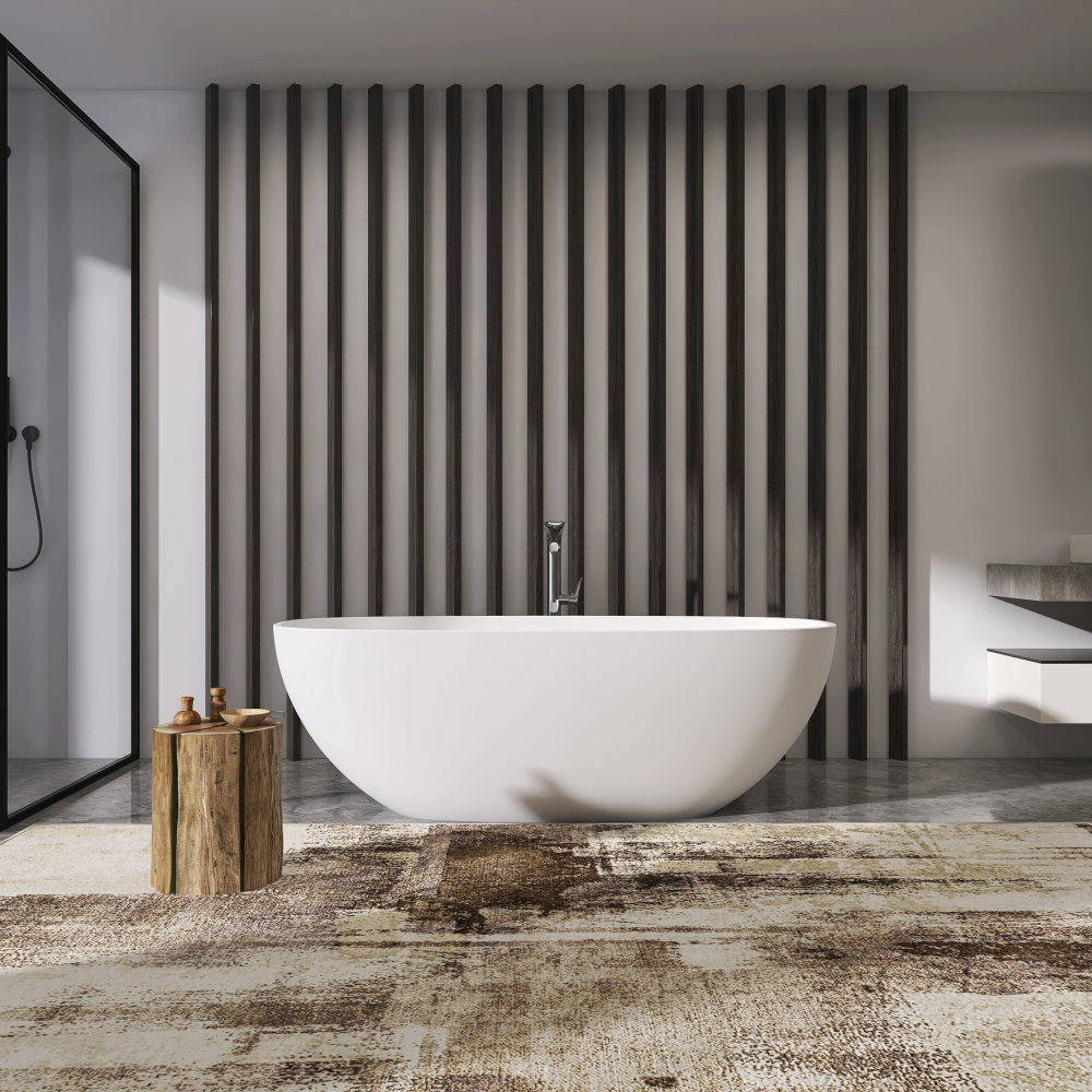 Moray 67 in. x 29.5 in. Solid Surface Stone Resin Flatbottom Freestanding Soaking Bathtub in Matte White
