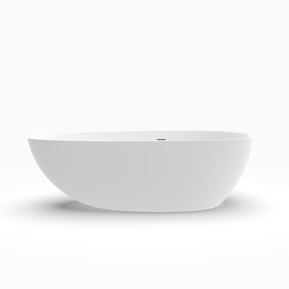 Moray 71 in. x 35.5 in. Solid Surface Stone Resin Freestanding Flat Bottom Soaking Bathtub in Matte White