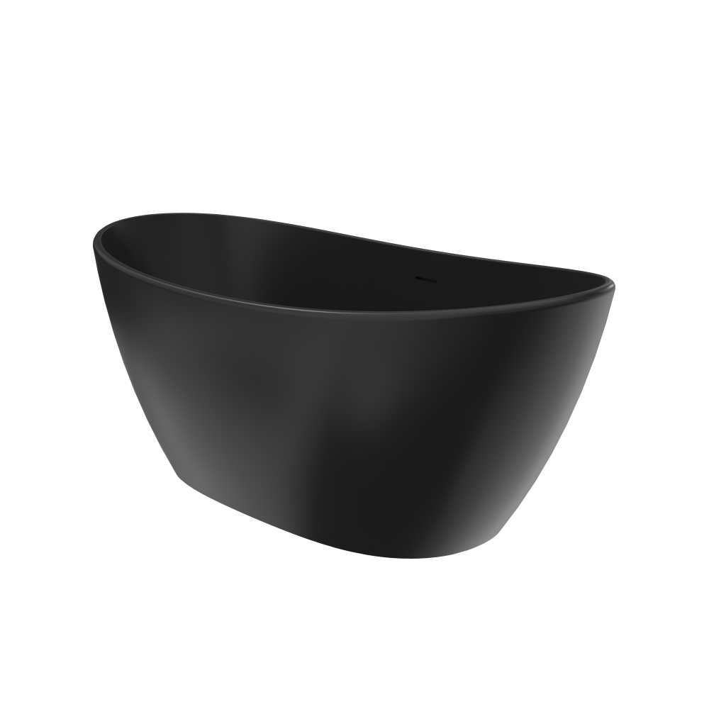 Moray 61 in. x 31.5 in. Solid Surface Stone Resin Flatbottom Freestanding Bathtub Soaking Bathtub in Matte Black